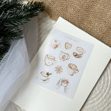 hot chocolate and christmas cookies mini sticker sheet