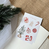 red christmas flower and ornaments mini sticker sheet