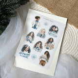 blue winter girls sticker sheet