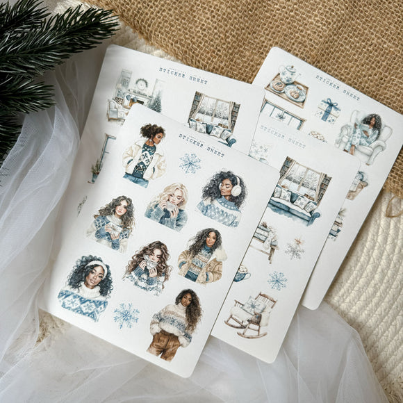 nordic winter sticker sheet bundle