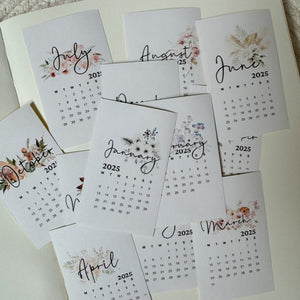 floral 2025 die cut calendar stickers