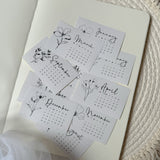 black and white floral 2025 die cut calendar stickers