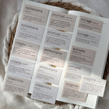 vintage journal words definitions die cut sticker pocket, 16 stickers