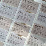 vintage journal words definitions die cut sticker pocket, 16 stickers