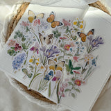 vintage spring flowers die cut sticker pocket