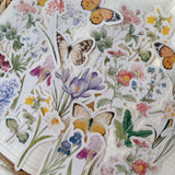 vintage spring flowers die cut sticker pocket