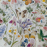 vintage spring flowers die cut sticker pocket