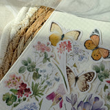 vintage spring flowers die cut sticker pocket