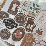 vintage coffee label die cut sticker pocket