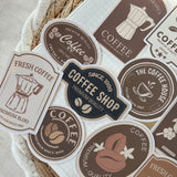 vintage coffee label die cut sticker pocket