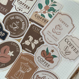 vintage coffee label die cut sticker pocket