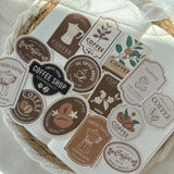 vintage coffee label die cut sticker pocket