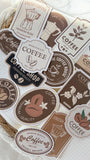 vintage coffee label die cut sticker pocket