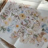 spring cottage friends die cut sticker pocket