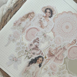 coquette easter ephemera and sticker die cut pocket, 35+ pieces