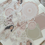 coquette easter ephemera and sticker die cut pocket, 35+ pieces