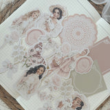 coquette easter ephemera and sticker die cut pocket, 35+ pieces