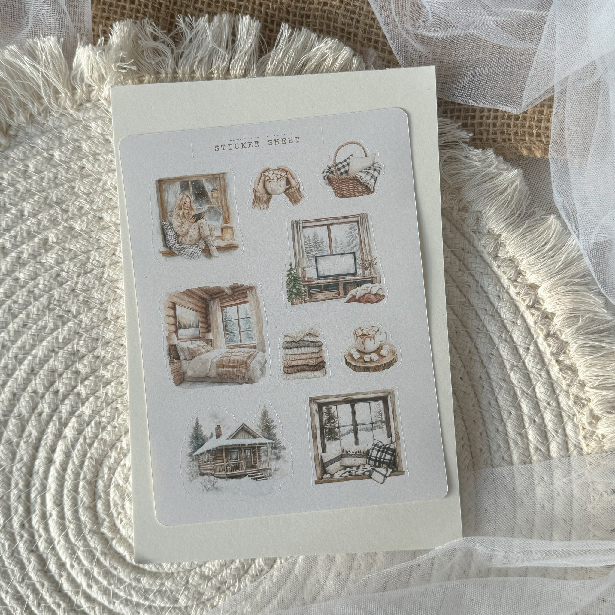 Sticker Drawings Rustic rustic winter cabin sticker sheet – ArtStudioLea