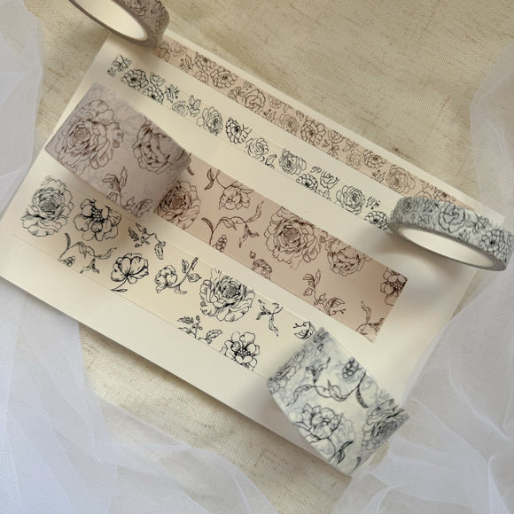 vintage whimsical flower washi tape