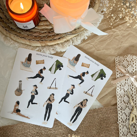 Move your body sticker sheet | Fitness sticker, gym sticker, workout sticker sheet