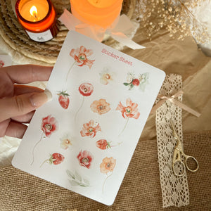 poppy and berry sticker sheets | flower sticker, Summer sticker, bujo sticker, journal sticker