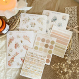 Vintage Rose sticker bundle | sticker sheet collection, flower sticker, dots and washi tape sticker