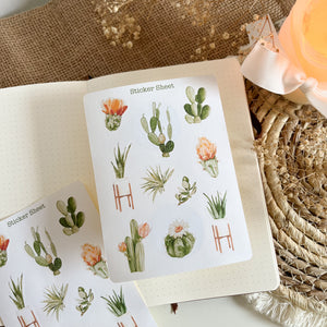 tropical cactus sticker sheet