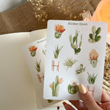 tropical cactus sticker sheet