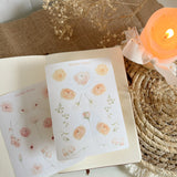 soft orange and pink flowers sticker sheet