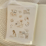 beige planner girl sticker sheet