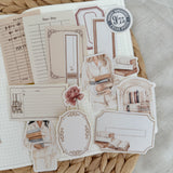 quiet chapters, bookish ephemera and sticker die cut pocket, 40+ pieces