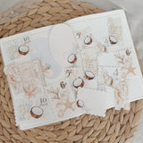 coastal dream ephemera and sticker die cut pocket, 25+ pieces