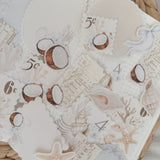 coastal dream ephemera and sticker die cut pocket, 25+ pieces