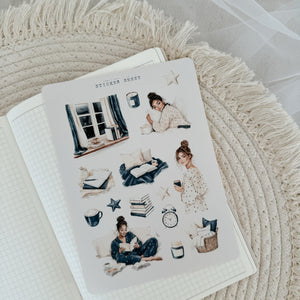 cozy evening routine sticker sheet bundle