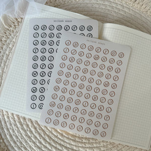 typewriter letters sticker sheet