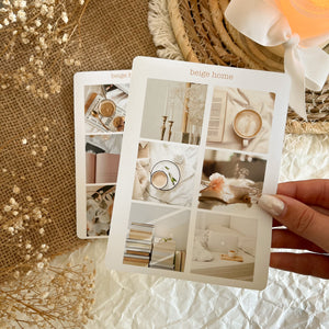 Beige home picture sticker sheet for planning or journaling