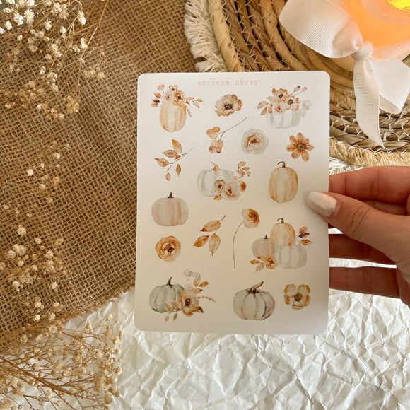 soft floral pumkins sticker sheet