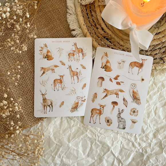 autumn forest animals sticker sheet