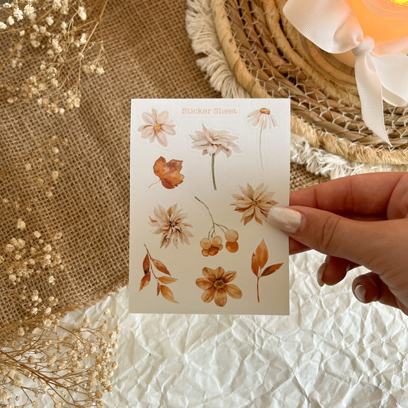 autumn flowers mini sticker sheet