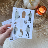 autumn cozy outfits sticker sheet