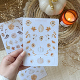 floral and pumkin sticker sheet