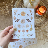 floral and pumkin sticker sheet