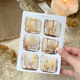 soft autumn window view sticker sheet, autumn sticker