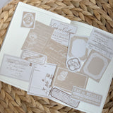 neutral ephemera sticker die cut pocket