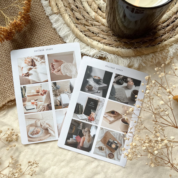 cozy reading day picture sticker sheet for journaling