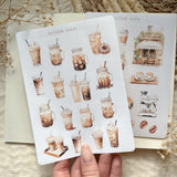 coffee shop sticker sheet | coffee sticker, planner sticker, bujo sticker, vintage sticker