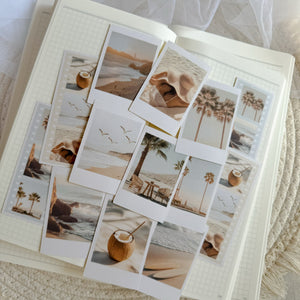 beach view polaroid die cut sticker pocket, planner sticker, polaroid pictures sticker, cut out stickers 13 pieces