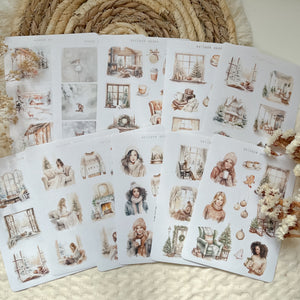 Winter Christmas collection 11 sticker sheets set, book stickers, reading journal sticker