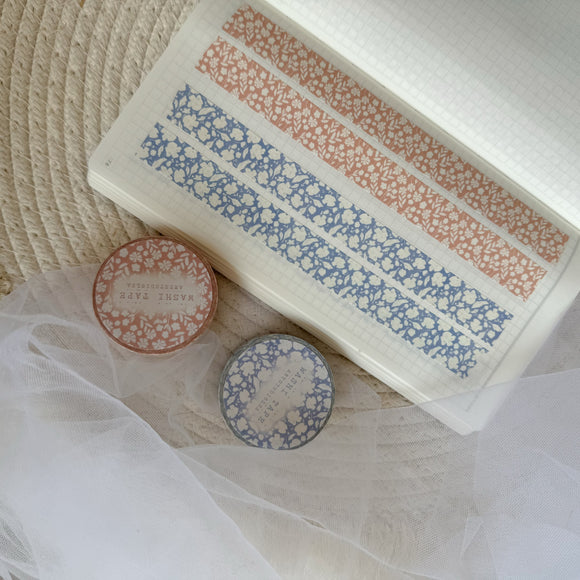 blue and pink flower washi tape