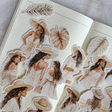 boho summer girls die cut sticker pocket, planner sticker, girls sticker, cut out stickers 20+ pieces
